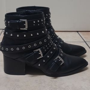 Fergalicious Ferag Isolation Black Strap Studded Moto Boots